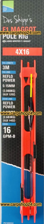 Preston F1 Maggot Pole Rigs Tuigen 4x16 Geel P0100024