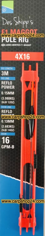 Preston F1 Maggot Pole Rigs Tuigen 4x16 Rood P0100024