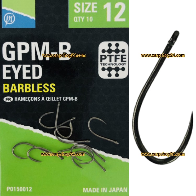 Preston GPM-B Eyed Barbless Haaken Weerhaakloos Oog