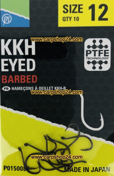 Preston KKH Eyed Barbed Haaken Weerhaak Oog Nr 12 P0150088