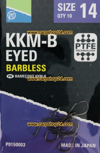 Preston KKM-B Eyed Barbless Haaken Weerhaakloos Oog Nr 14 P0150003
