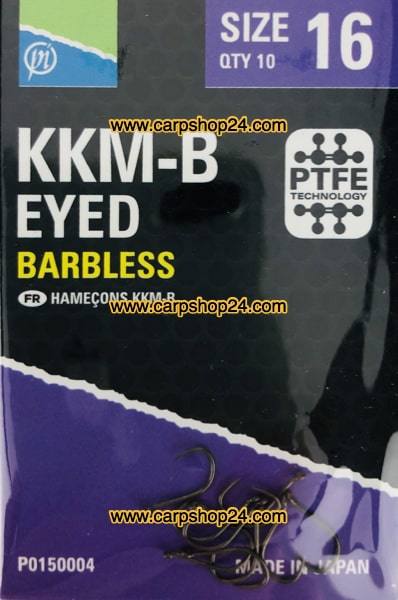 Preston KKM-B Eyed Barbless Haaken Weerhaakloos Oog Nr 16 P0150004