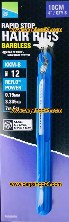 Preston KKM-B Rapid Stop Hair Rigs Barbless Onderlijnen Weerhaakloos 10cm Haak 12 0.19mm P0160009