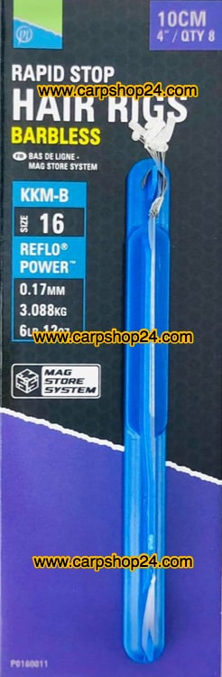 Preston KKM-B Rapid Stop Hair Rigs Barbless Onderlijnen Weerhaakloos 10cm Haak 16 0.17mm P0160011