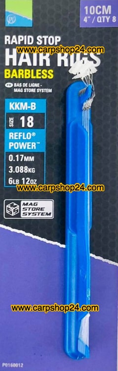 Preston KKM-B Rapid Stop Hair Rigs Barbless Onderlijnen Weerhaakloos 10cm Haak 18 0.17mm P0160012