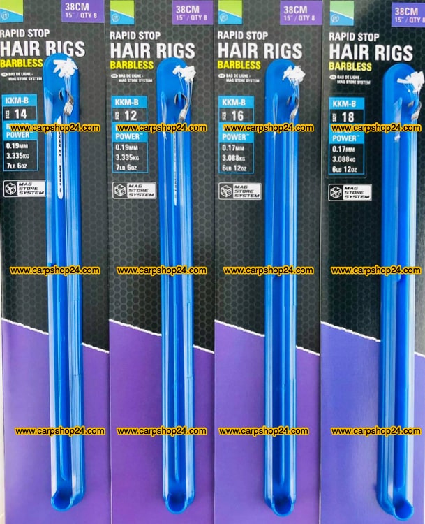 Preston KKM-B Rapid Stop Hair Rigs Barbless Onderlijnen Weerhaakloos 38cm