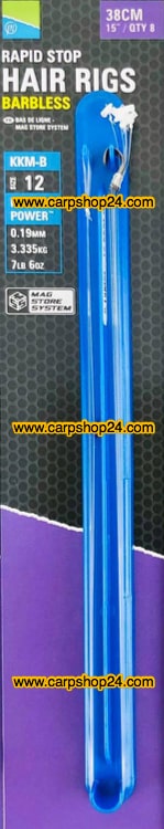 Preston KKM-B Rapid Stop Hair Rigs Barbless Onderlijnen Weerhaakloos 38cm Haak 12 0.19mm P0160013