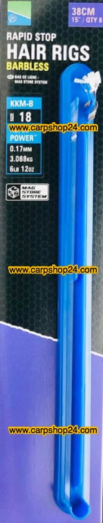 Preston KKM-B Rapid Stop Hair Rigs Barbless Onderlijnen Weerhaakloos 38cm Haak 18 0.17mm P0160016