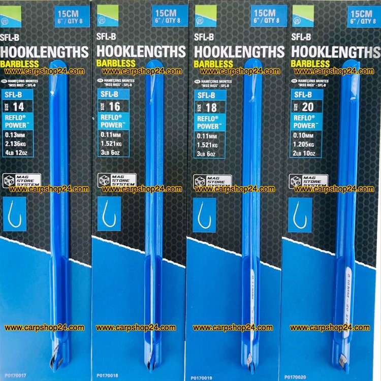 Preston SFL-B Hooklengths Barbless 15cm Onderlijnen Weerhaakloos