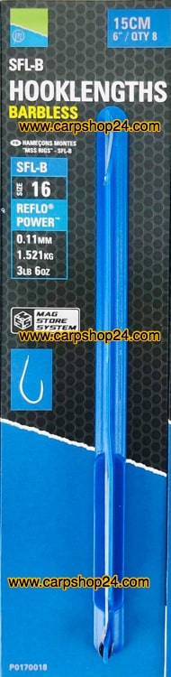 Preston SFL-B Hooklengths Barbless 15cm Onderlijnen Weerhaakloos Haak 16 0.11mm P0170018