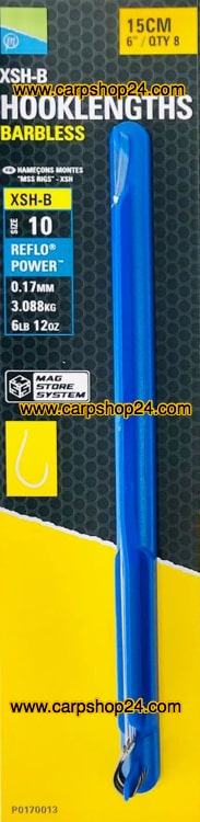 Preston XSH-B Hooklengths Barbless Onderlijnen 15cm Weerhaakloos Bled Haak 10 0.17mm P0170013
