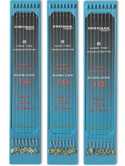 drennan carp bandits hooklenths barbless onderlijnen