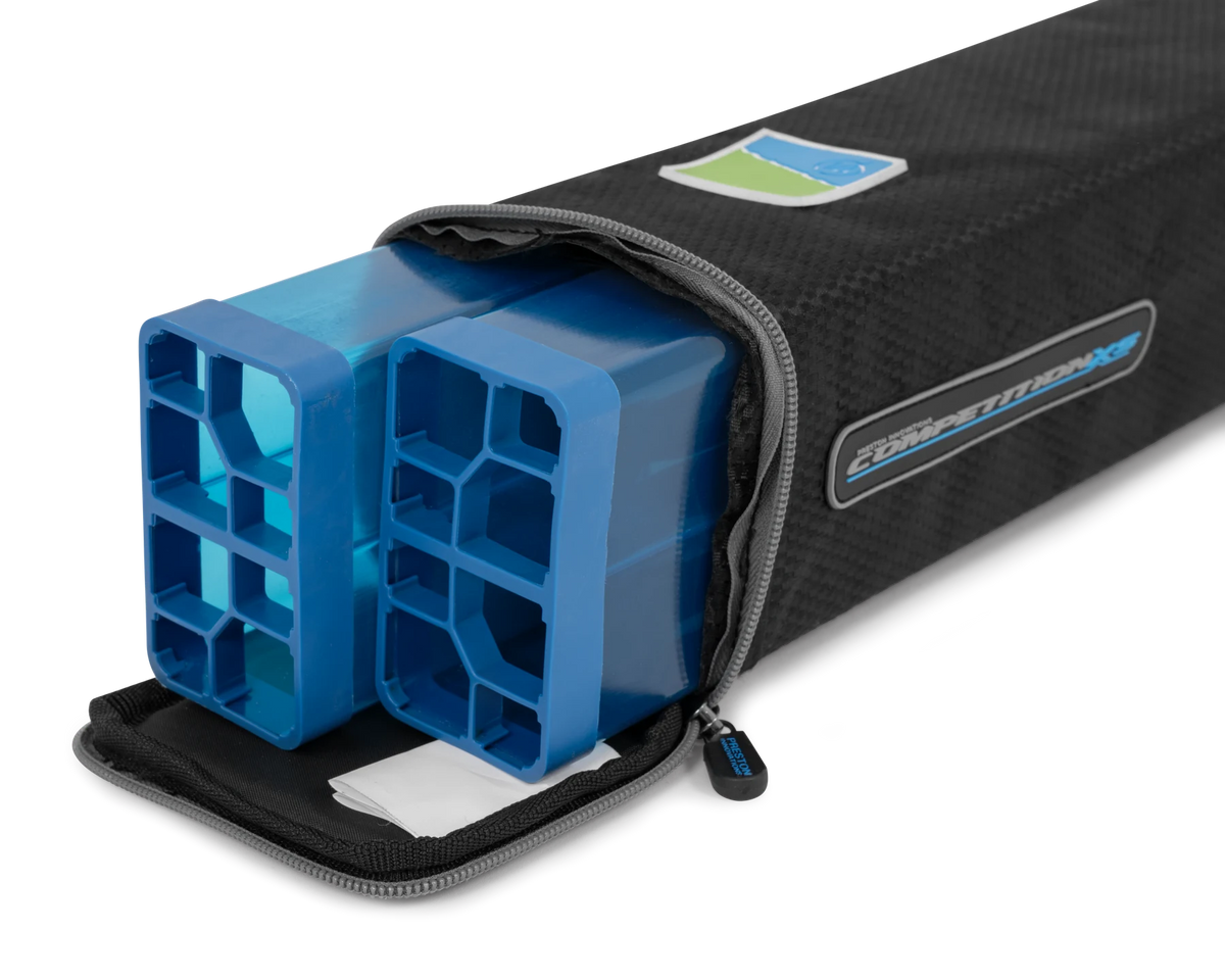 Preston Competition XS Top Kit Case Long 8 geopend met interne kokers