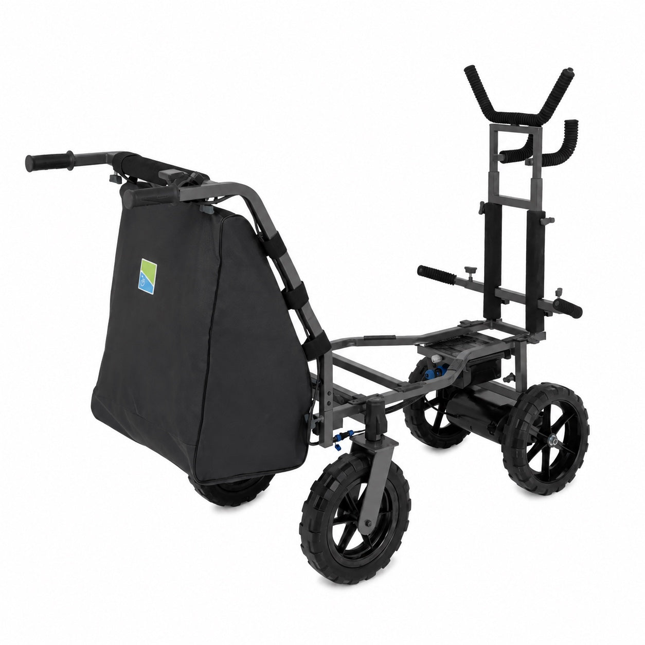 Preston Power Shuttle elektrische transportkar achteraanzicht op witte achtergrond