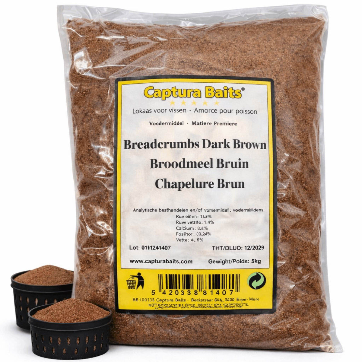Captura Baits Brown Breadcrumb 5kg bruin broodmeel verpakking met voerkorven