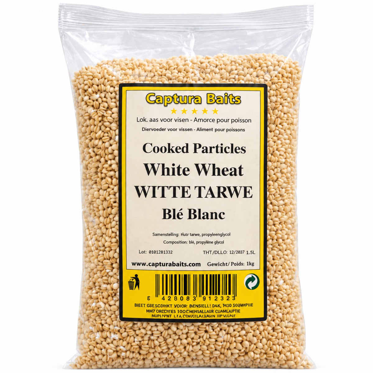 Captura Baits Cooked White Wheat 1kg – zak gekookte witte tarwe