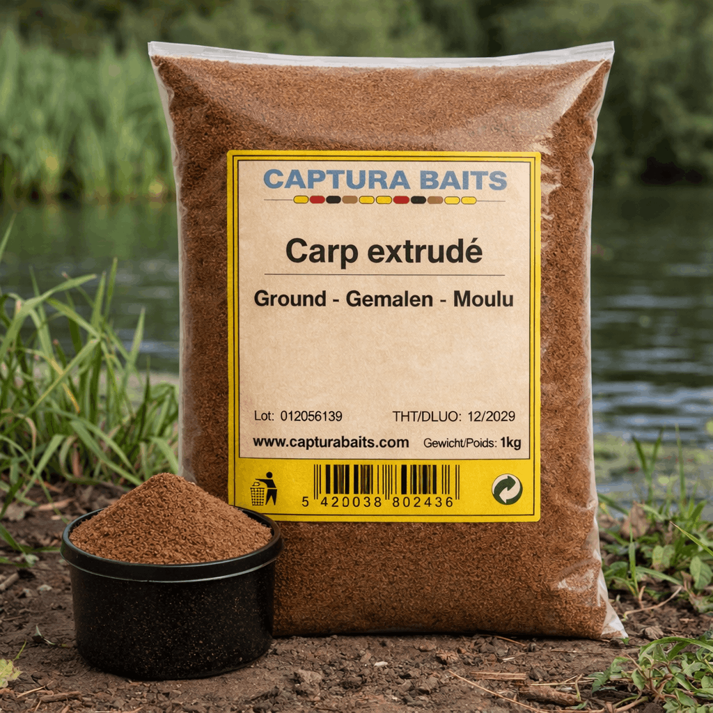 Captura Baits Ground Carpe Extrudee gemalen pellets in gebruik