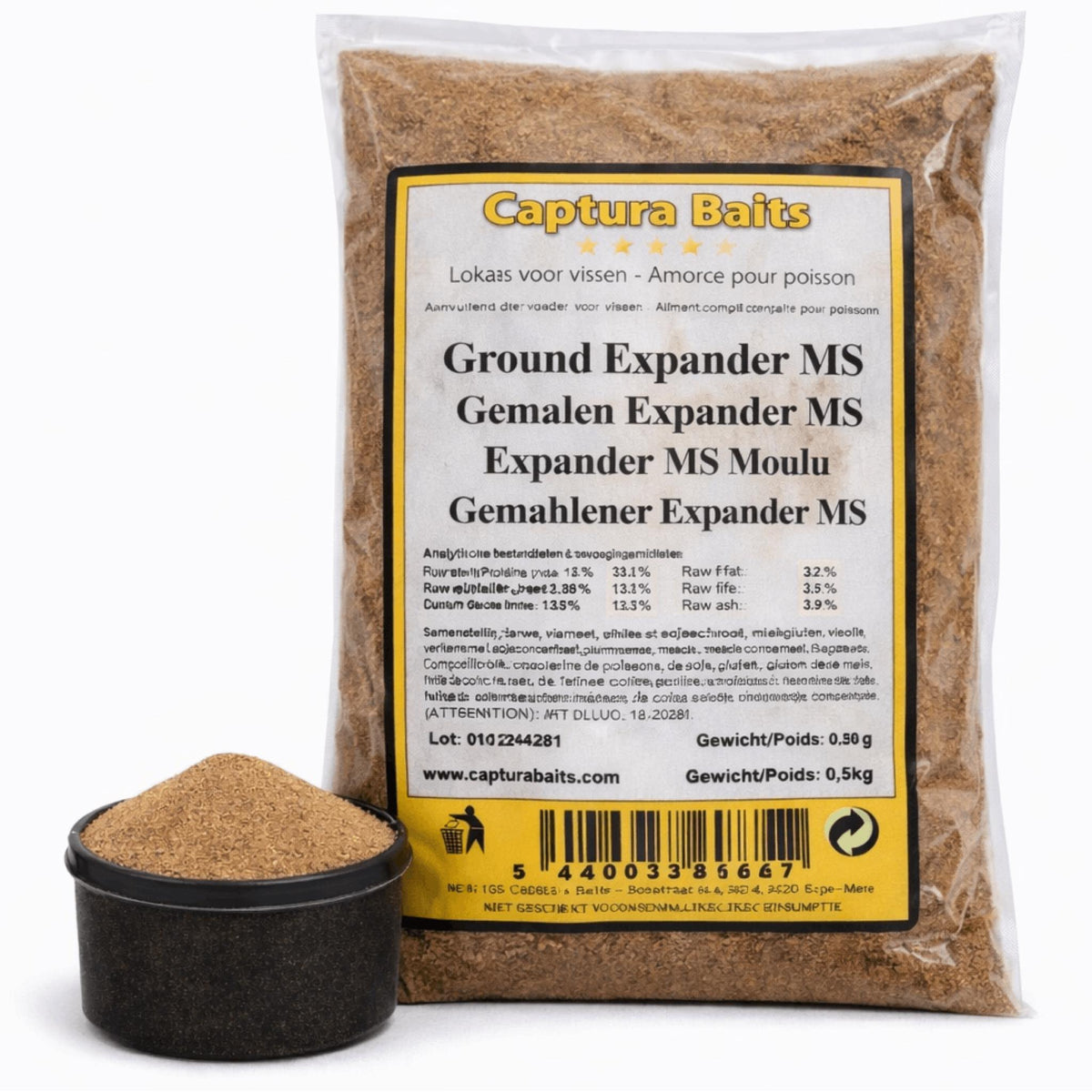 Captura Baits Mixed Expander MS 500 g studiofoto met voerbakje