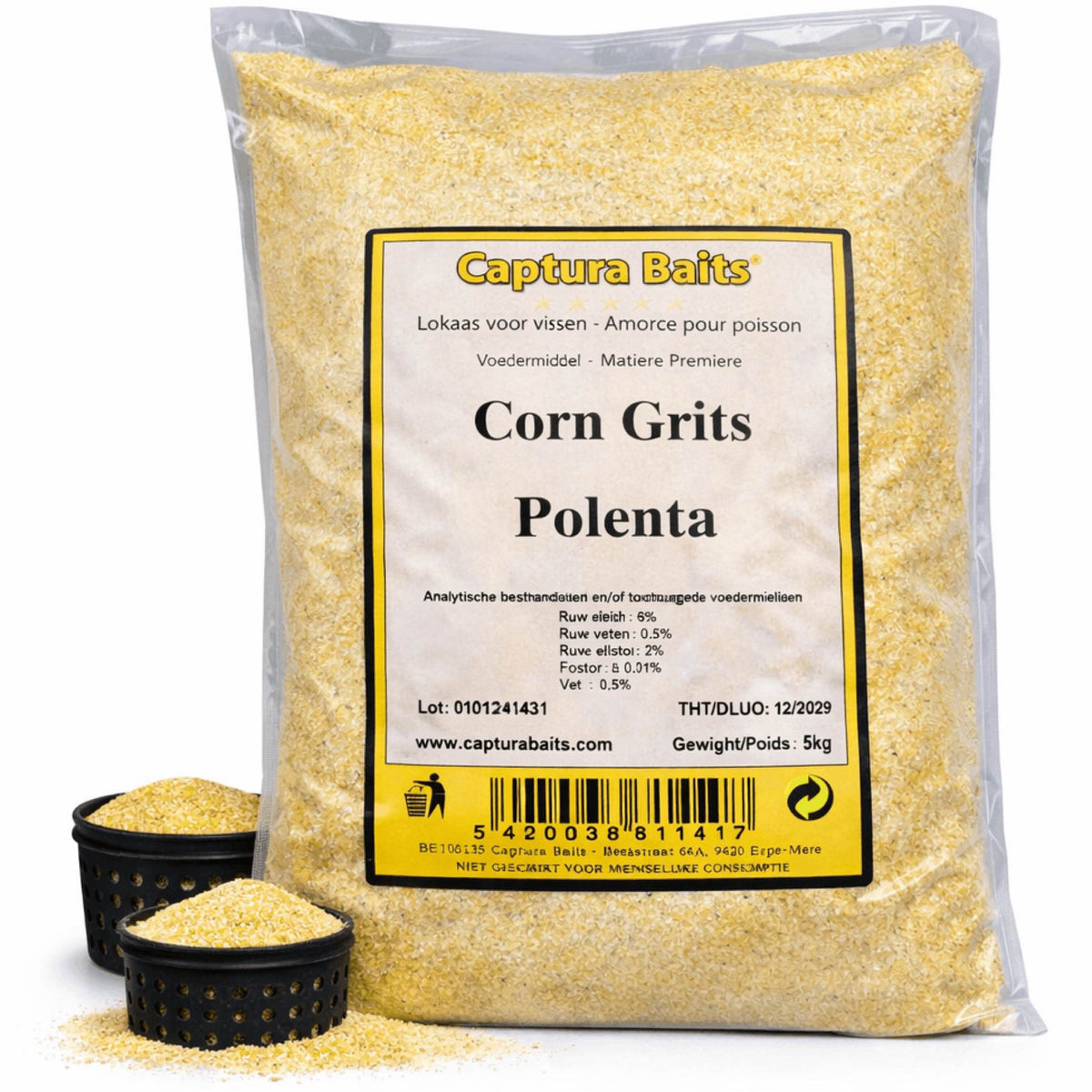 Captura Baits Polenta 5kg zak met polenta in voerkorven