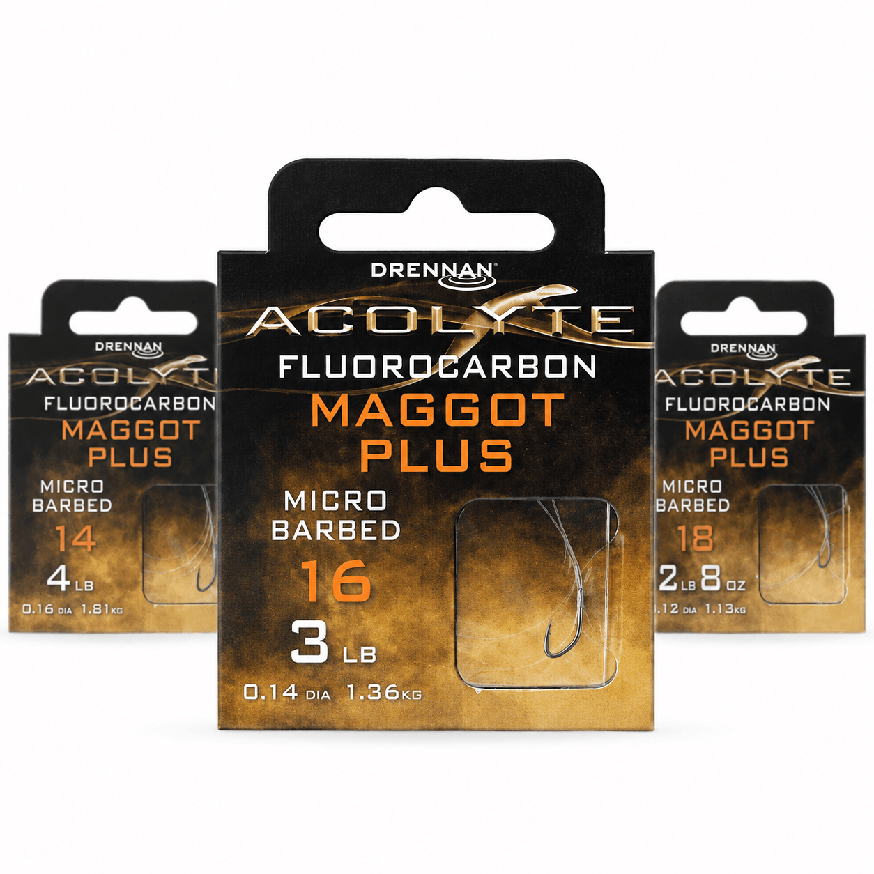 DRENNAN-ACOLYTE-MAGGOT-PLUS-HOOKS-TO-FLUOROCARBON-30CM
