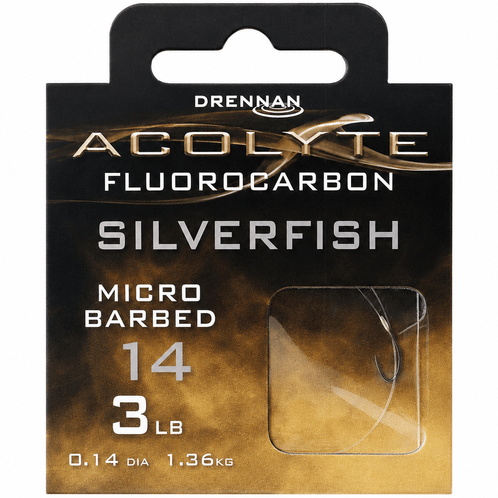 Drennan-Acolyte-fluorocarbon-silverfish-micro-barbed-size-14-014mm