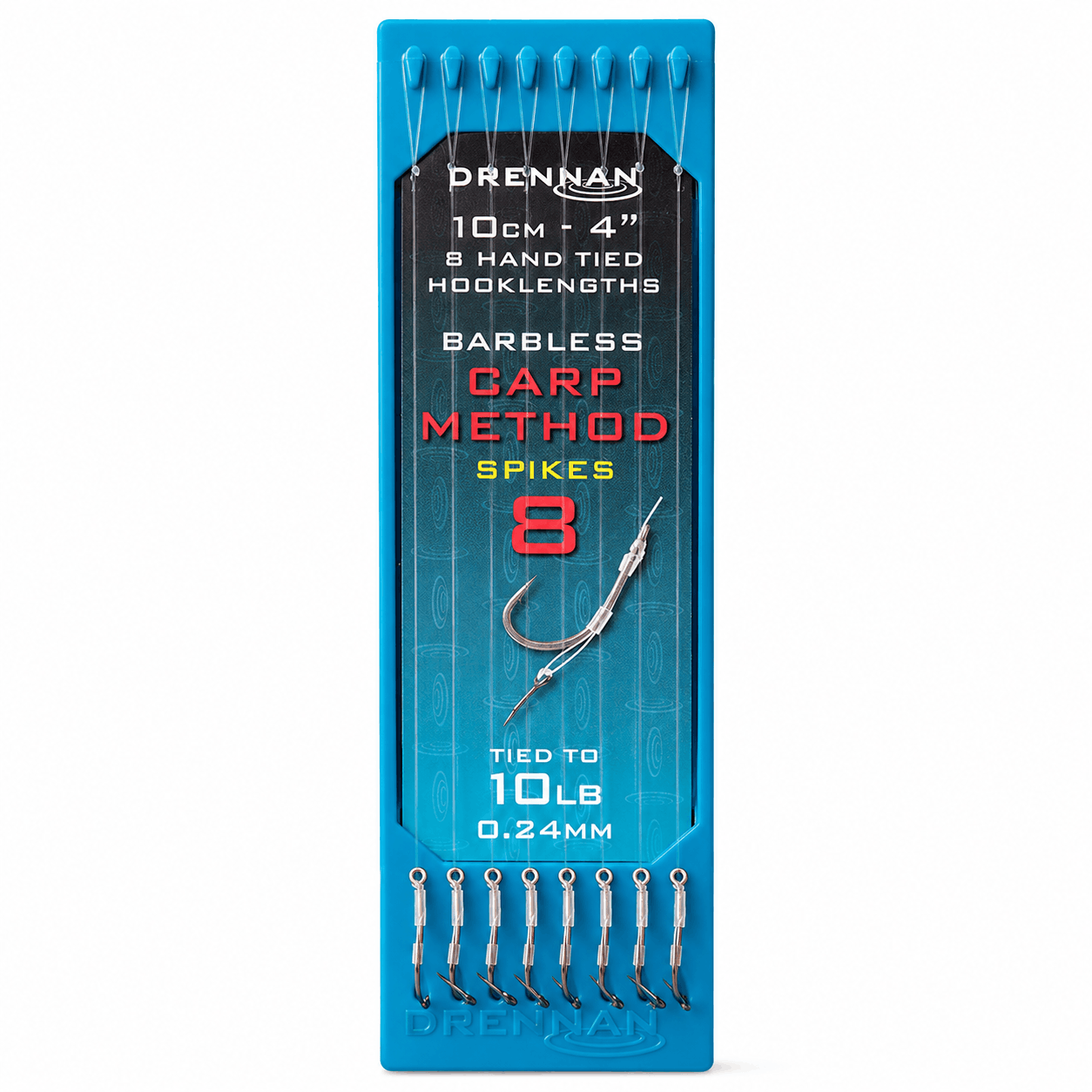 Drennan-carp-method-spikes-barbless-hooklengths-10cm-size-8-024mm