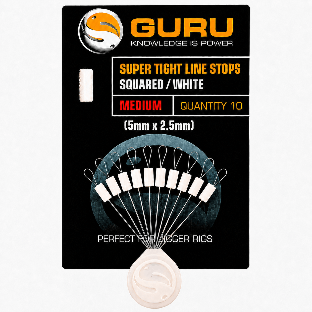 Guru-Super-Tight-line-Stops-Squared-White-Medium