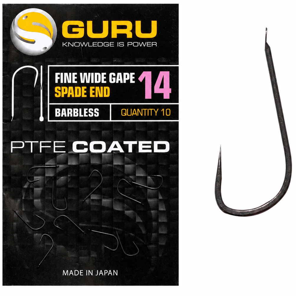 Guru-fine-wide-gape-spade-end-barbless-size-14