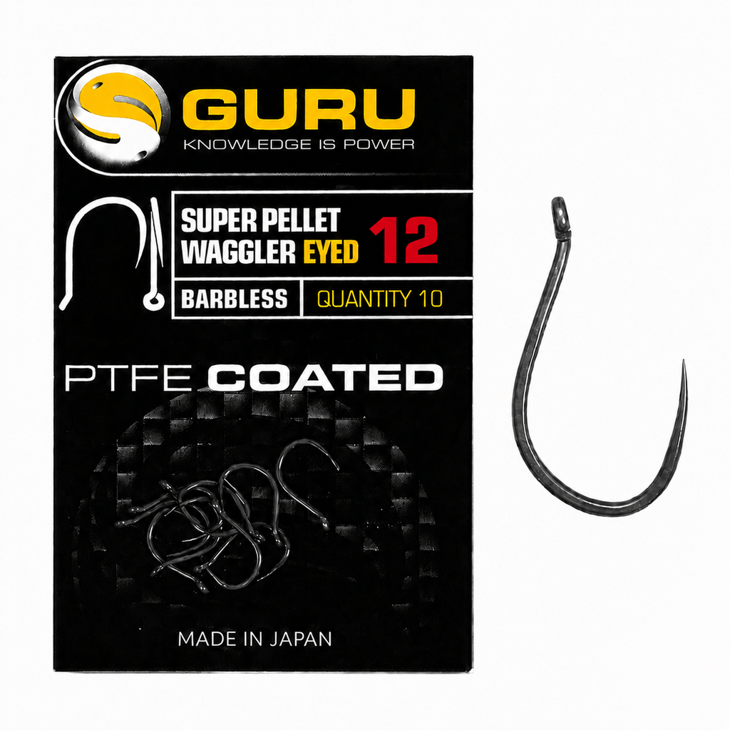 Guru Super Pellet Waggler Eyed - Hook with Eye Without Barb - 6 Sizes