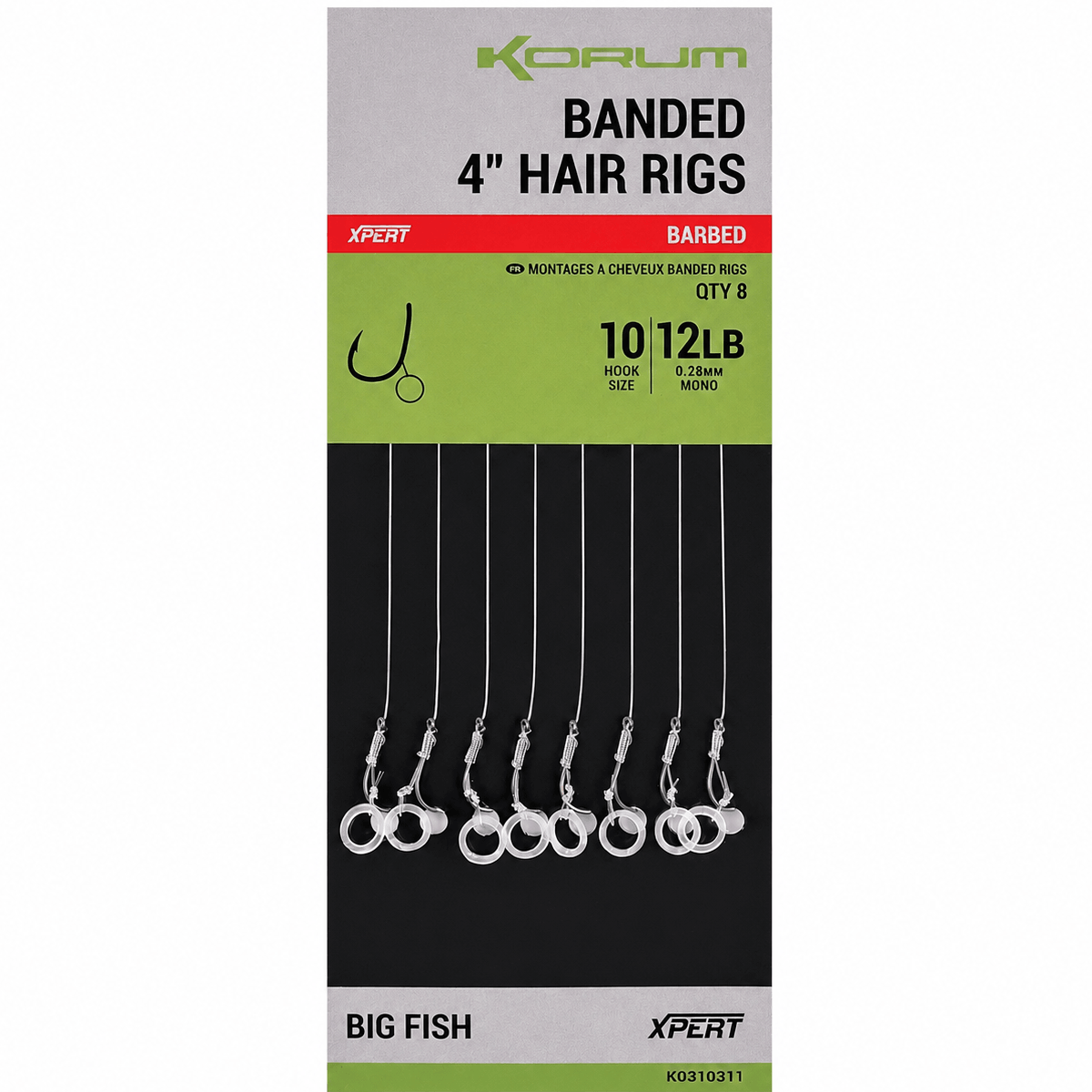 KORUM-BANDED-HAIR-RIGS-BARBED-10cm-size-10-028m