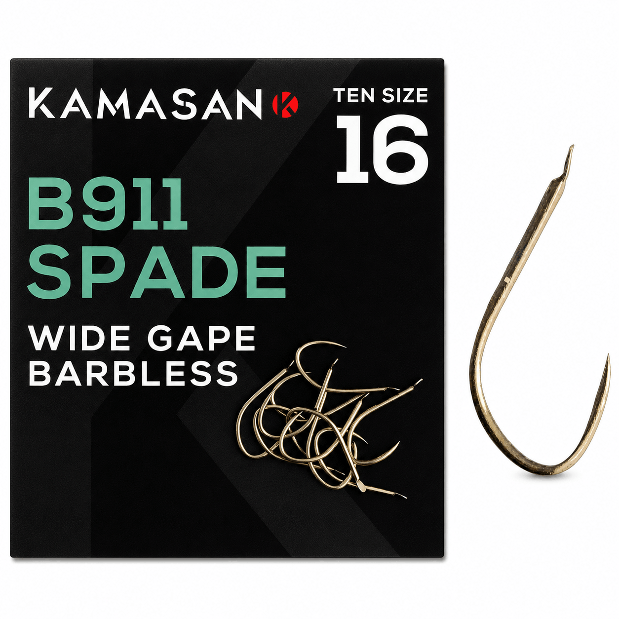 Kamasan-B911-wide-gape-barbless-spade-end-size-16