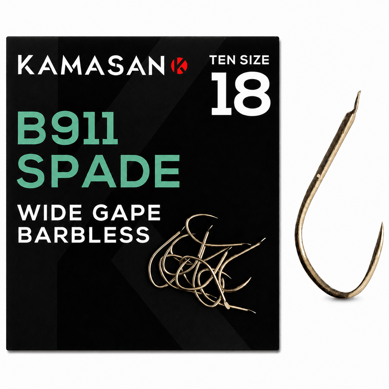 Kamasan-B911-wide-gape-barbless-spade-end-size-18