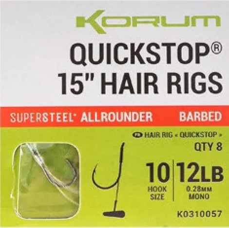 korum supersteel big fish quickstop hair rigs barbed barbeel onderlijnen