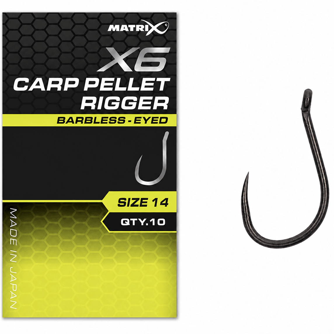 MATRIX-X6-CARP-PELLET-RIGGER-barbless-eyed-size-14