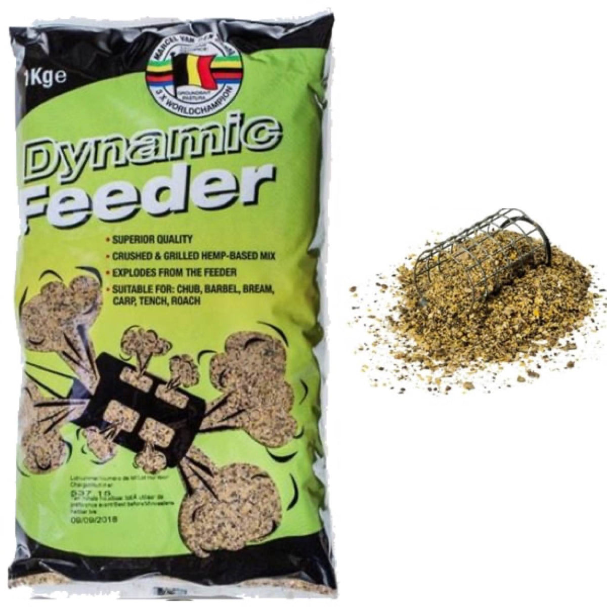 Marcel Van Den Eynde Dynamic Feeder 1kg met grondvoer en voerkorf