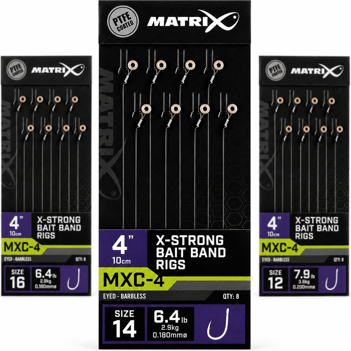 Matrix-MXC-4-X-Strong-Bait-Band-Rigs-Eyed-Barbless-4-10cm-Onderlijnen