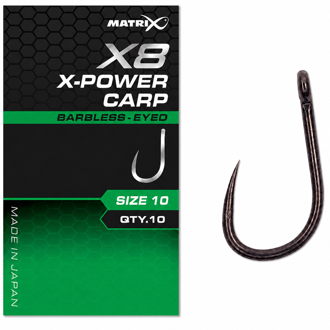 Matrix-X8-X-Power-carp-eyed-barbless-size-10