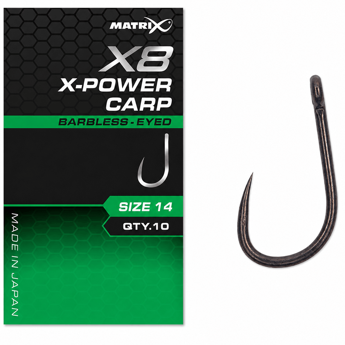 Matrix-X8-X-Power-carp-eyed-barbless-size-14