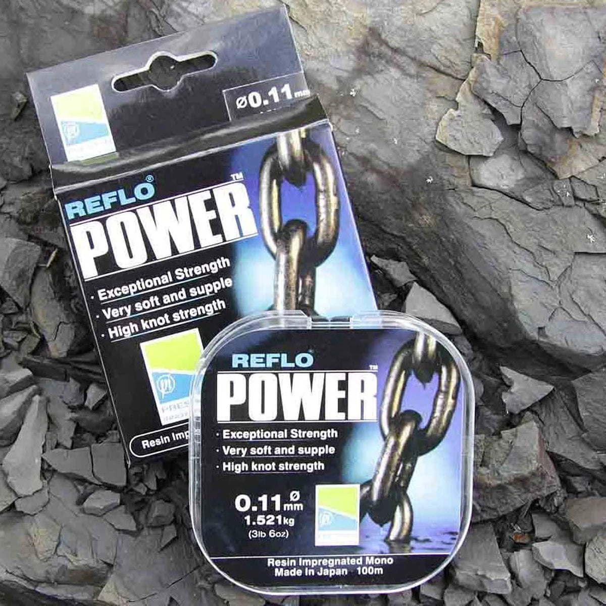 Preston Reflo Power nylon vislijn 0,11 mm verpakking buiten