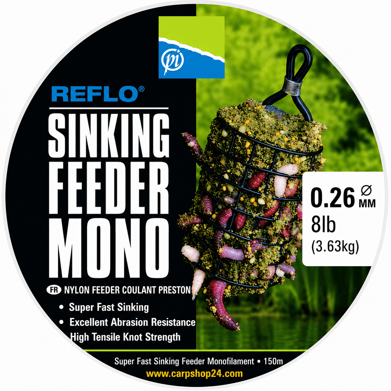 Preston_Reflo_Sinking_Feeder_Mono_Nylon_Draad-0.26mm