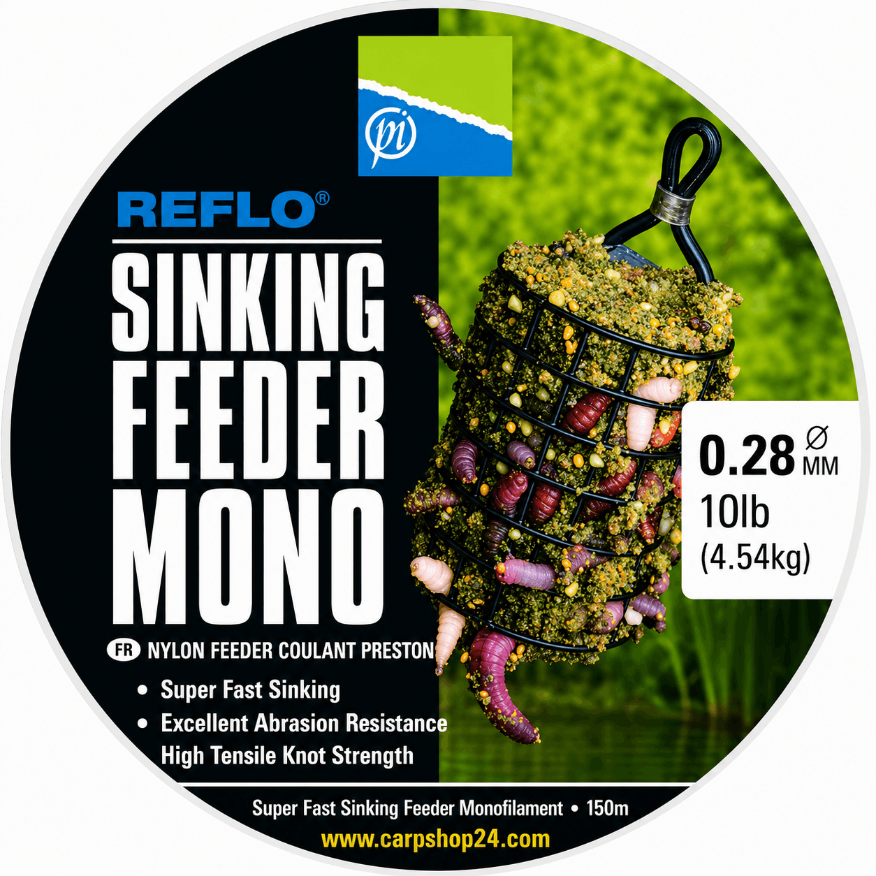 Preston_Reflo_Sinking_Feeder_Mono_Nylon_Draad-0.28mm
