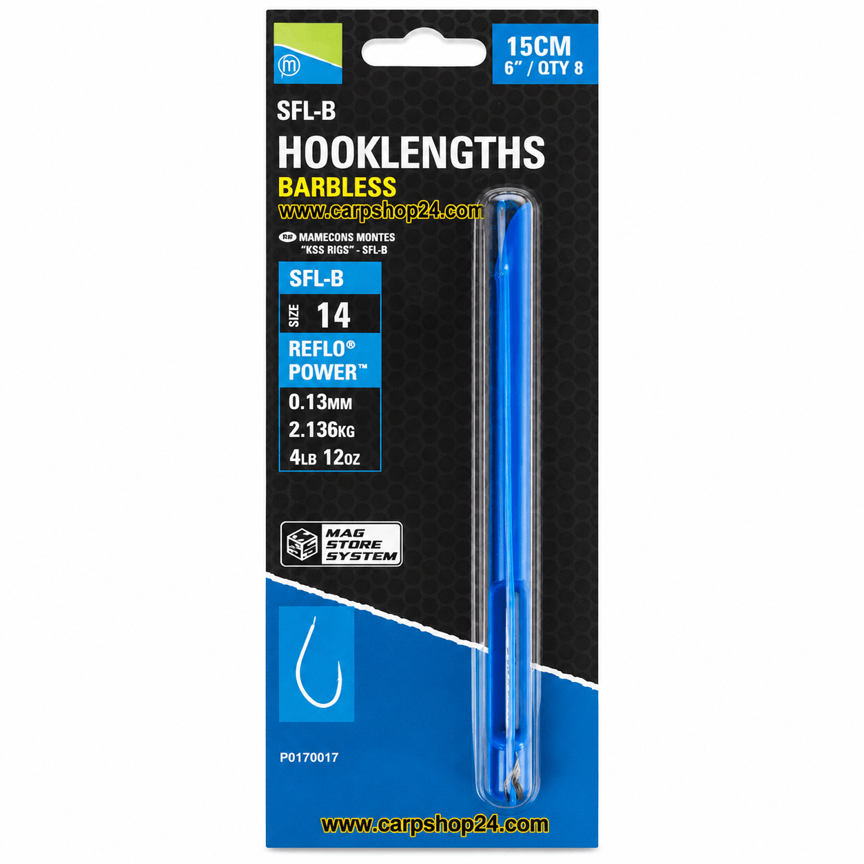 Preston_SFL-B_Hooklengths_Barbless_15cm_Onderlijnen_Weerhaakloos-size-14-013mm