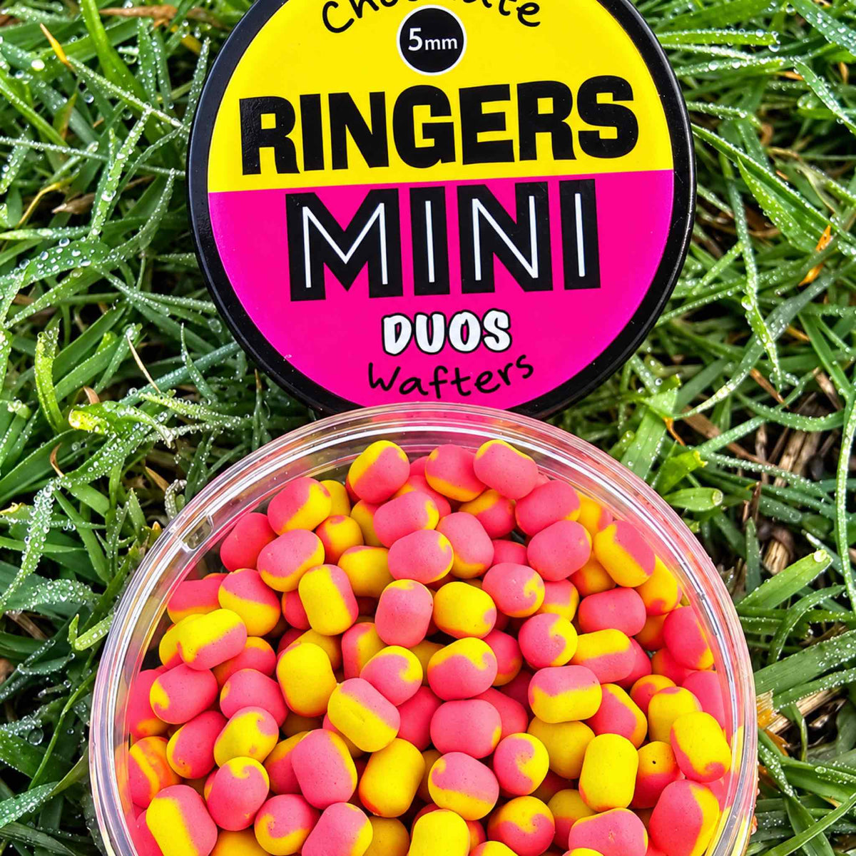Ringers Mini Duos Wafters 5mm yellow pink detail