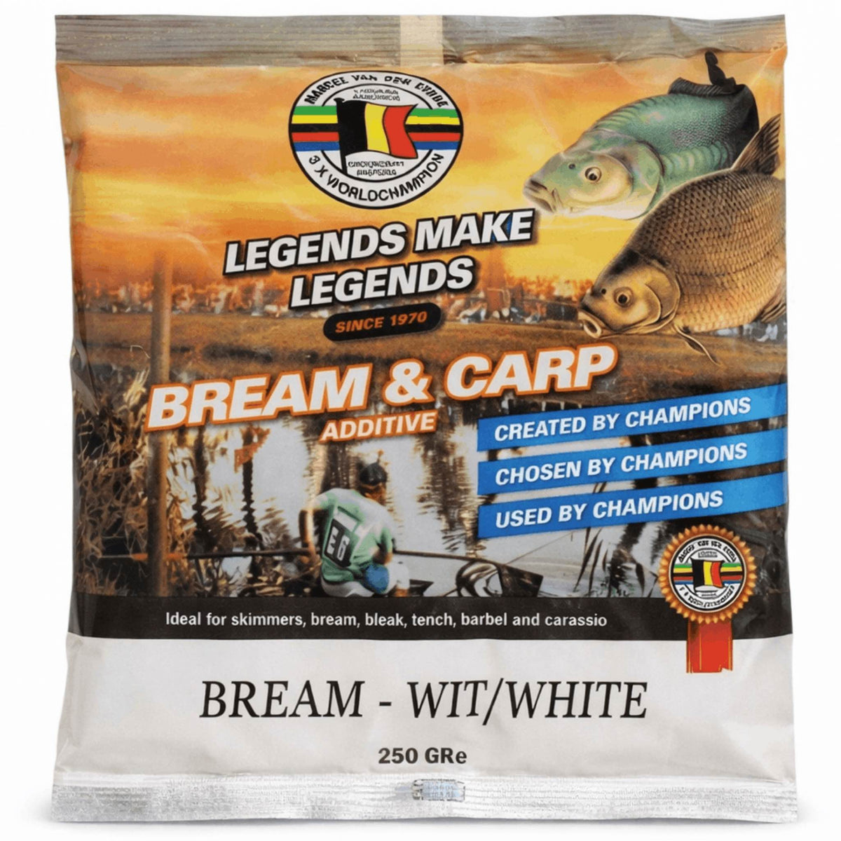 Van Den Eynde Bream White 250g verpakking met blauwe accenten