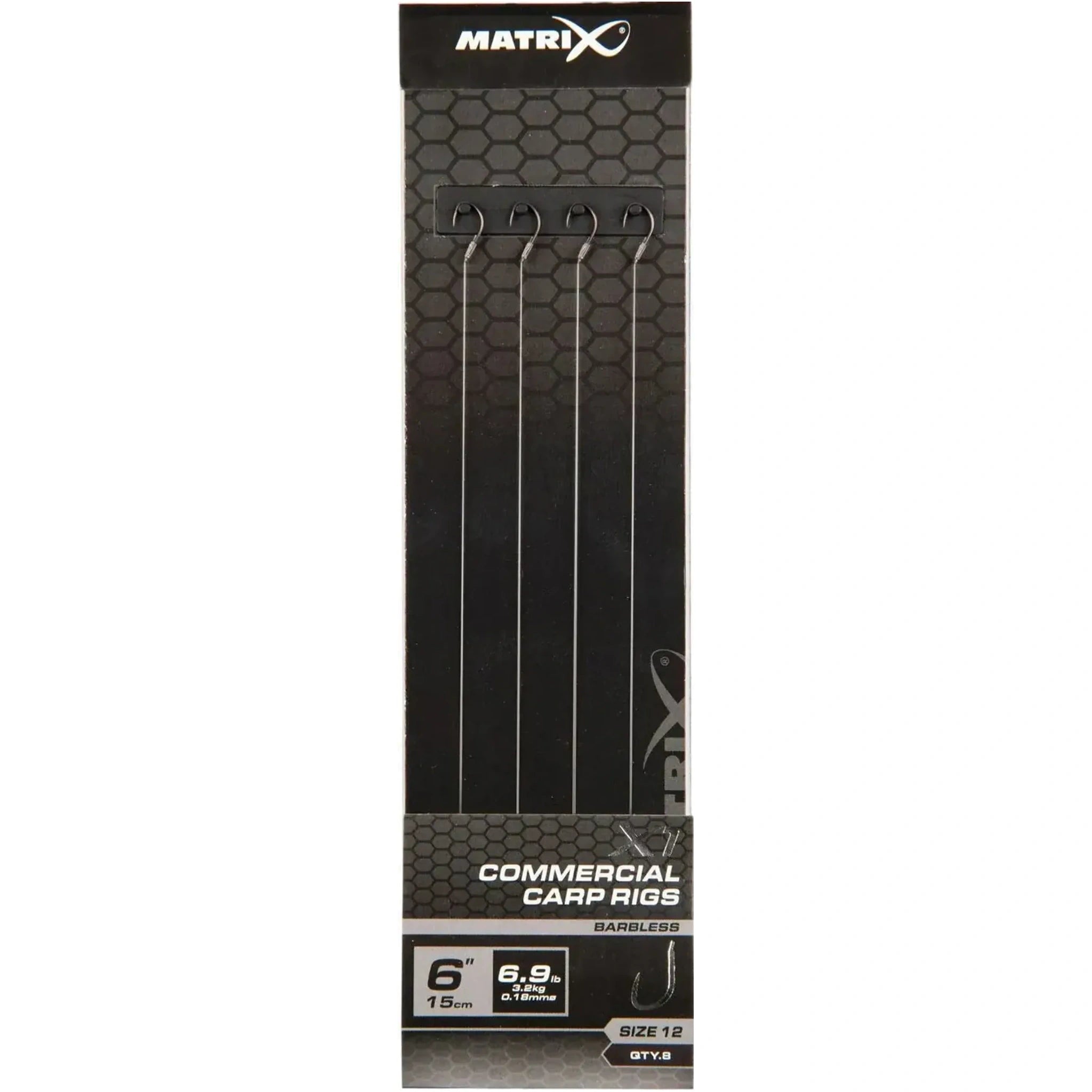 Matrix X1 Commercial Carp Rigs 6 inch / 15 cm – haak 12, 0.18 mm, zonder weerhaak