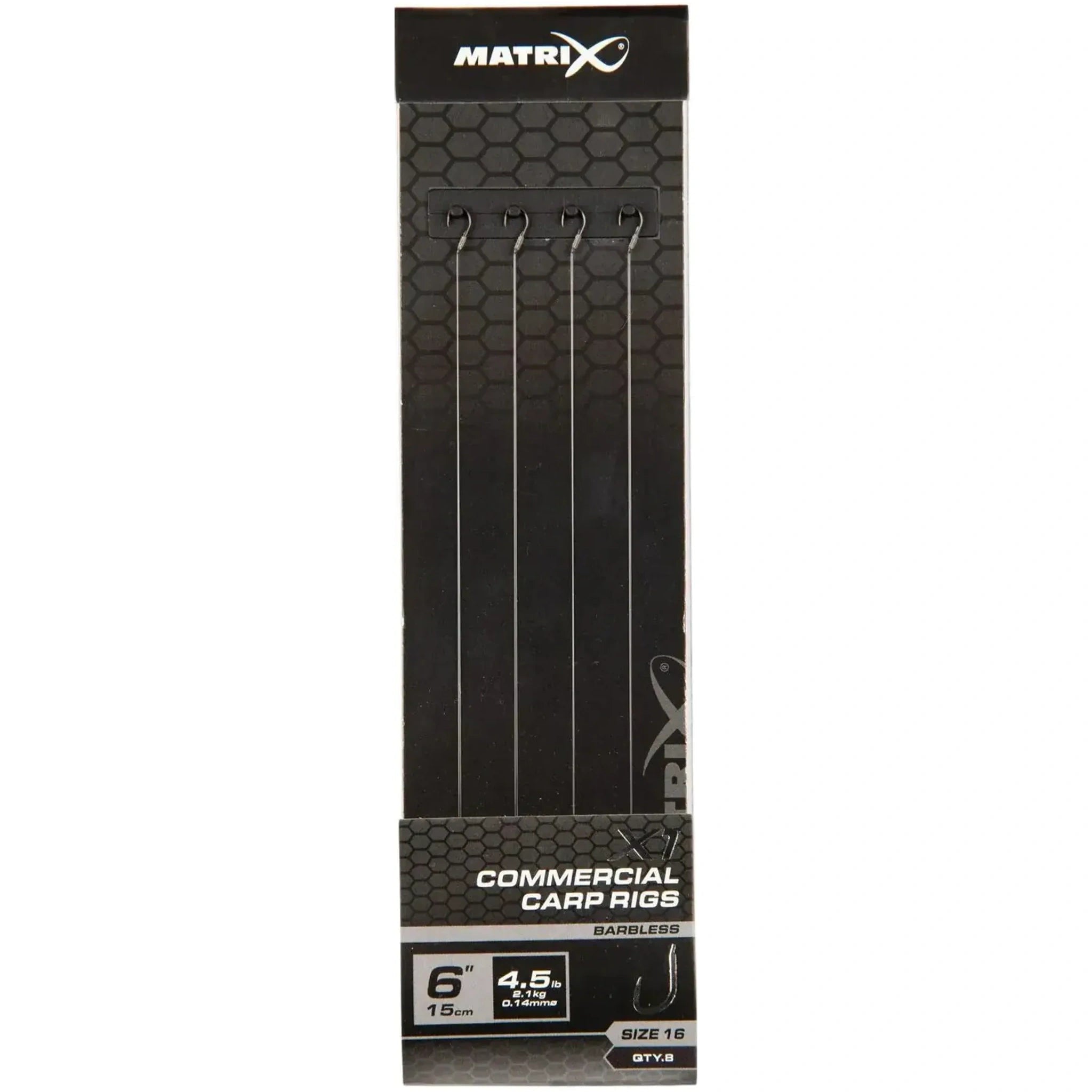 Matrix X1 Commercial Carp Rigs 6 inch / 15 cm – haak 16, 0.14 mm, zonder weerhaak