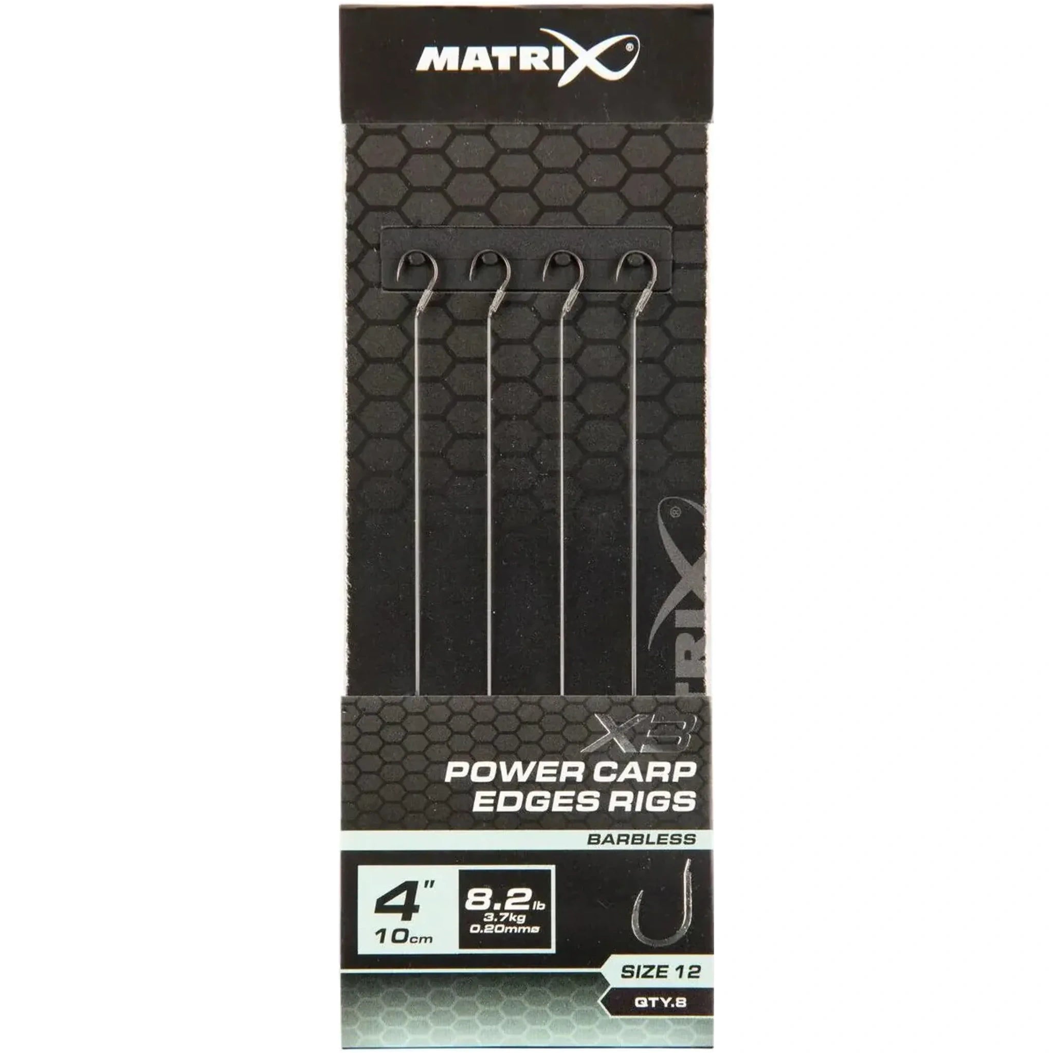 Matrix X3 Power Carp Edge Rigs 10 cm – verpakking haak 12, 0,20 mm, zonder weerhaak