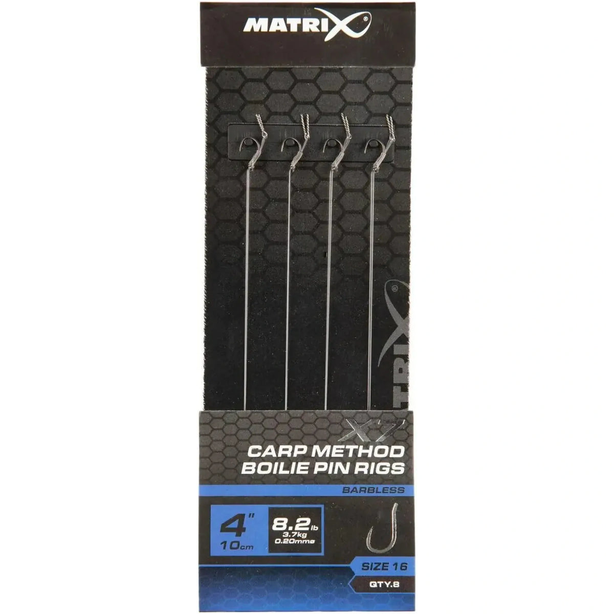 Matrix X7 Carp Method Boilie Pin Rigs 4 inch / 10 cm – haak 16, 0.20 mm, zonder weerhaak, met boilie pin