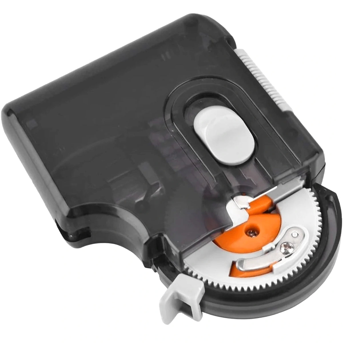 Arca Automatic Hook Tier Basic – schuin aanzicht met witte knop en oranje aandrijfmechanisme