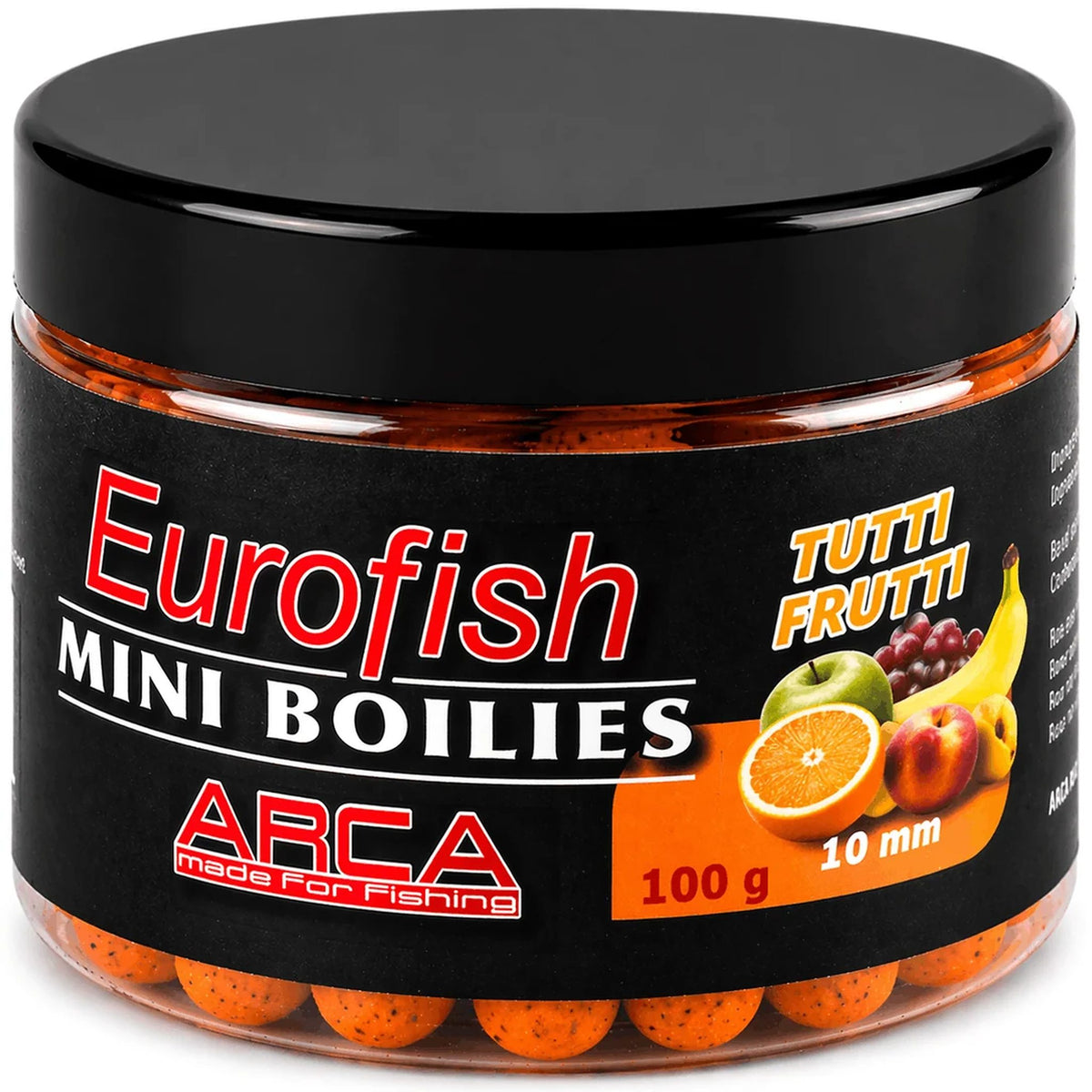 Arca Eurofish Pre-Drilled Mini Boilies 10 mm – tutti frutti, oranje, 75 g
